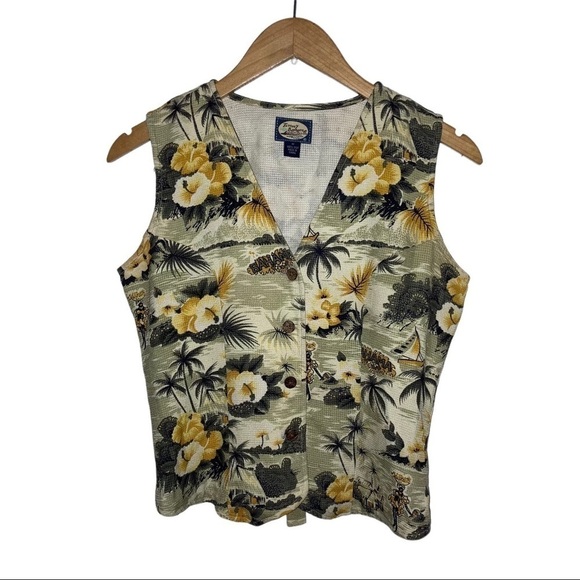 Tommy Bahama Tops - Tommy Bahama Textured Silk Womens Sleeveless Vest M Yellow Green